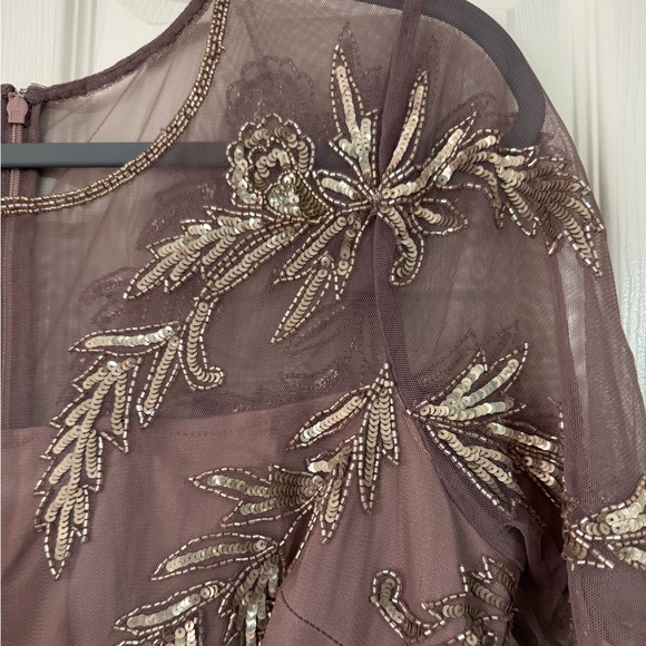 NWT Papell Boutique Womens Short Sleeve Beaded Evening Gown - Stone - Picture 3 of 16